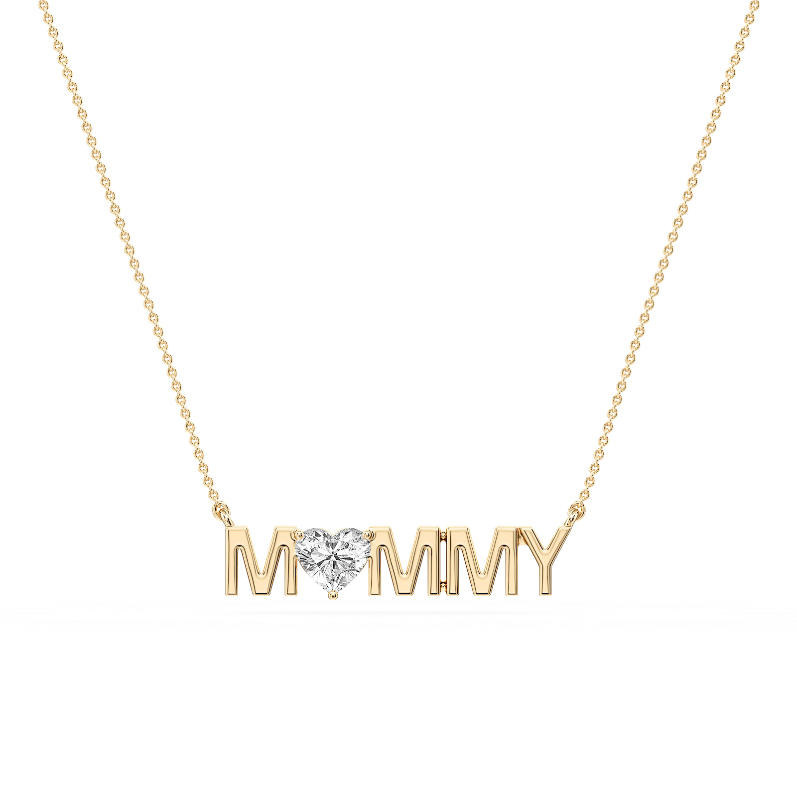 Heart Lab Grown Diamond Mommy Solitaire Pendant - 16 to 18 Inches