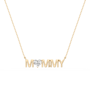 Heart Lab Grown Diamond Mommy Solitaire Pendant - 16 to 18 Inches