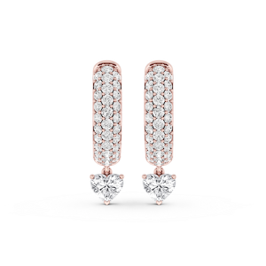 Heart Lab Grown Diamond Pave Hoop Drop Earrings