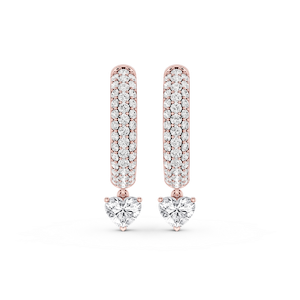 Heart Lab Grown Diamond Pave Hoop Drop Earrings