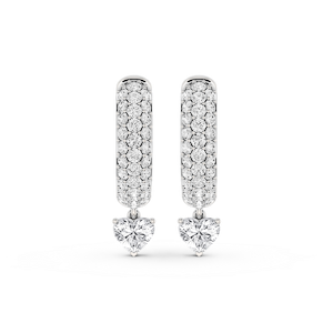 Heart Lab Grown Diamond Pave Hoop Drop Earrings