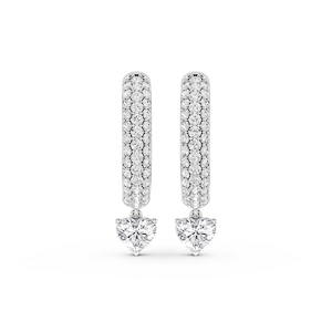 Heart Lab Grown Diamond Pave Hoop Drop Earrings