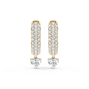 Heart Lab Grown Diamond Pave Hoop Drop Earrings