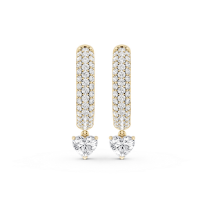 Heart Lab Grown Diamond Pave Hoop Drop Earrings