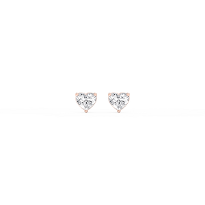 Heart Lab Grown Diamond Three Prong Basket Threaded Stud Earrings