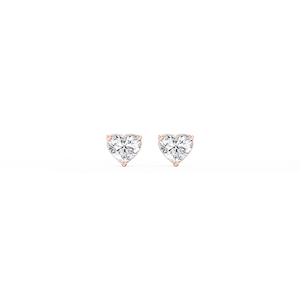 Heart Lab Grown Diamond Three Prong Basket Threaded Stud Earrings
