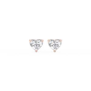 Heart Lab Grown Diamond Three Prong Basket Threaded Stud Earrings