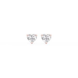 Heart Lab Grown Diamond Three Prong Basket Threaded Stud Earrings