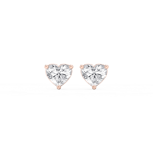 Heart Certified Lab Grown Diamond Three Prong Basket Threaded Stud Earrings