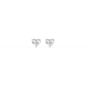 Heart Lab Grown Diamond Three Prong Basket Threaded Stud Earrings