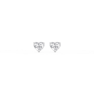 Heart Lab Grown Diamond Three Prong Basket Threaded Stud Earrings