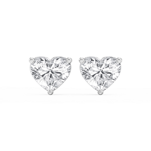 Heart Lab Grown Diamond Three Prong Basket Threaded Stud Earrings
