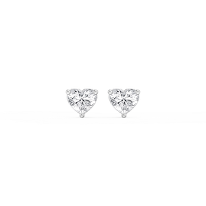Heart Lab Grown Diamond Three Prong Basket Threaded Stud Earrings