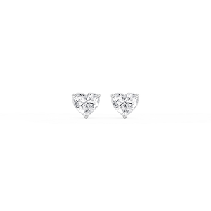 Heart Lab Grown Diamond Three Prong Basket Threaded Stud Earrings