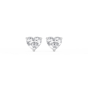 Heart Lab Grown Diamond Three Prong Basket Threaded Stud Earrings