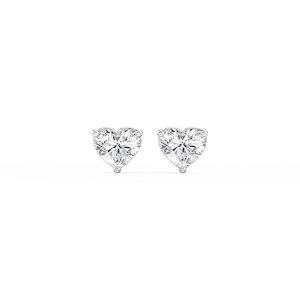 Heart Lab Grown Diamond Three Prong Basket Threaded Stud Earrings