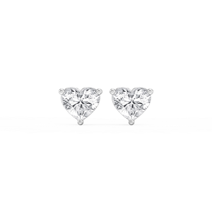 Heart Lab Grown Diamond Three Prong Basket Threaded Stud Earrings