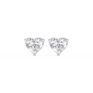 Heart Lab Grown Diamond Three Prong Basket Threaded Stud Earrings