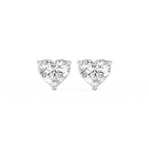 Heart Lab Grown Diamond Three Prong Basket Threaded Stud Earrings