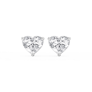 Heart Lab Grown Diamond Three Prong Basket Threaded Stud Earrings
