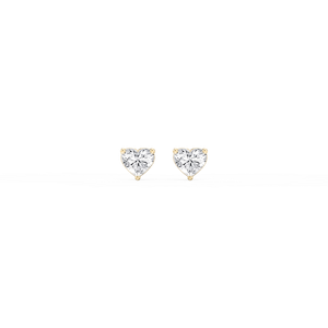Heart Lab Grown Diamond Three Prong Basket Threaded Stud Earrings