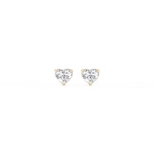 Heart Lab Grown Diamond Three Prong Basket Threaded Stud Earrings