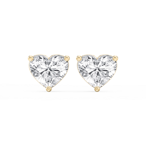 Heart Lab Grown Diamond Three Prong Basket Threaded Stud Earrings