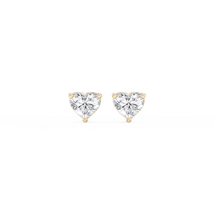 Heart Lab Grown Diamond Three Prong Basket Threaded Stud Earrings