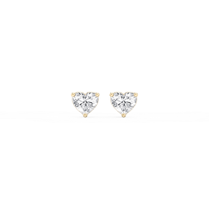 Heart Lab Grown Diamond Three Prong Basket Threaded Stud Earrings