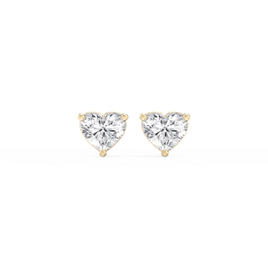 Heart Lab Grown Diamond Three Prong Basket Threaded Stud Earrings