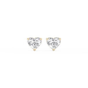 Heart Lab Grown Diamond Three Prong Basket Threaded Stud Earrings