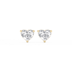 Heart Lab Grown Diamond Three Prong Basket Threaded Stud Earrings