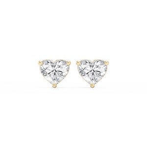 Heart Lab Grown Diamond Three Prong Basket Threaded Stud Earrings