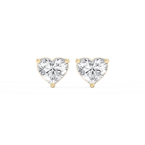 Heart Lab Grown Diamond Three Prong Basket Threaded Stud Earrings