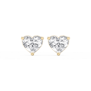 Heart Lab Grown Diamond Three Prong Basket Threaded Stud Earrings
