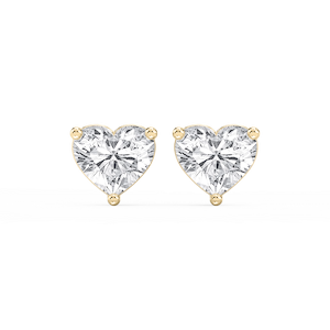 Heart Lab Grown Diamond Three Prong Basket Threaded Stud Earrings