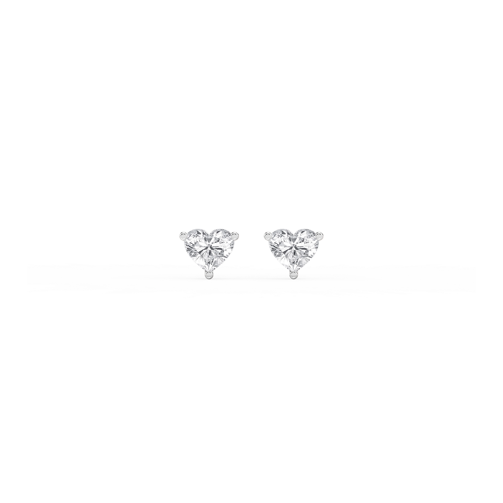 Heart Lab Grown Diamond Classic Three Prong Martini Threaded Back Stud Earrings