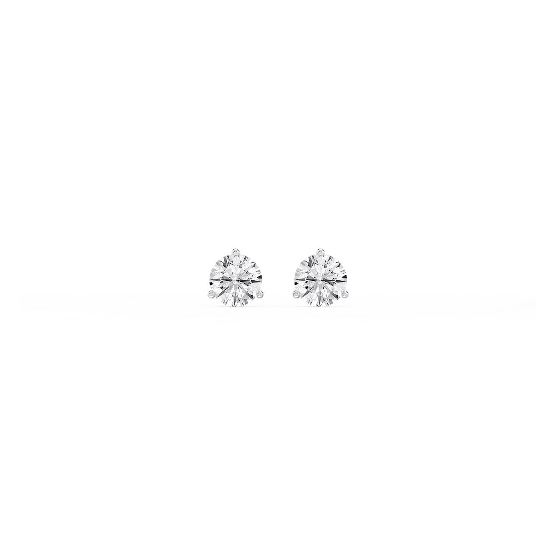 Heart Lab Grown Diamond Classic Three Prong Martini Threaded Back Stud Earrings