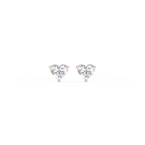 Heart Lab Grown Diamond Classic Three Prong Martini Threaded Stud Earrings