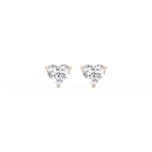 Heart Lab Grown Diamond Classic Three Prong Martini Threaded Stud Earrings