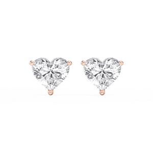 Heart Lab Grown Diamond Classic Three Prong Martini Threaded Stud Earrings