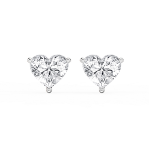 Heart Lab Grown Diamond Classic Three Prong Martini Threaded Stud Earrings