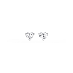 Heart Lab Grown Diamond Classic Three Prong Martini Threaded Stud Earrings