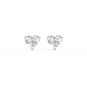 Heart Lab Grown Diamond Classic Three Prong Martini Threaded Stud Earrings