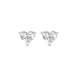 Heart Lab Grown Diamond Classic Three Prong Martini Threaded Stud Earrings