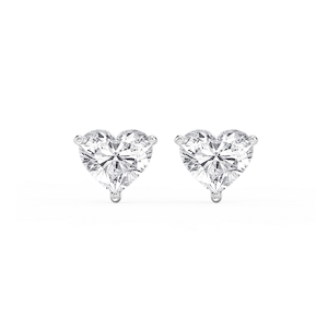 Heart Lab Grown Diamond Classic Three Prong Martini Threaded Stud Earrings