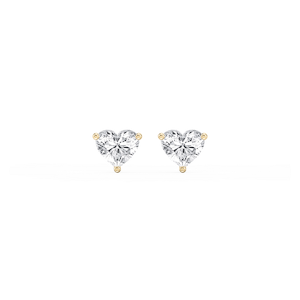 Heart Lab Grown Diamond Classic Three Prong Martini Threaded Stud Earrings
