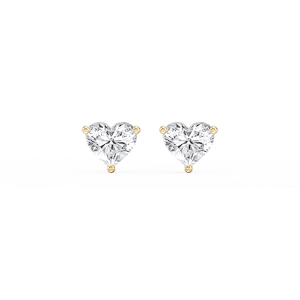 Heart Lab Grown Diamond Classic Three Prong Martini Threaded Stud Earrings