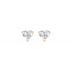 Heart Lab Grown Diamond Classic Three Prong Martini Threaded Stud Earrings