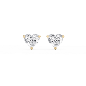 Heart Lab Grown Diamond Classic Three Prong Martini Threaded Stud Earrings